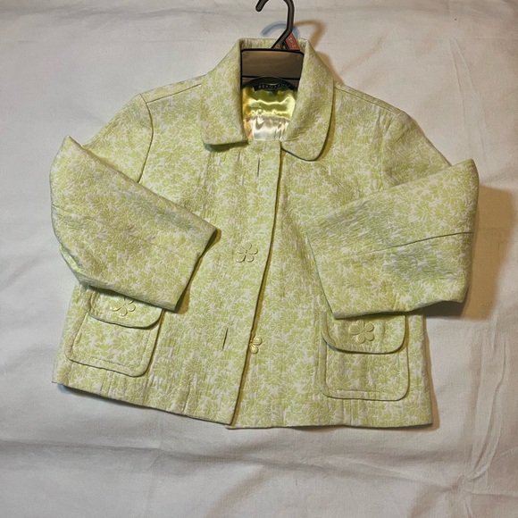 Bernardo Petite Sophisticate | Green Floral Cropped Jacket 14P - Picture 3 of 6